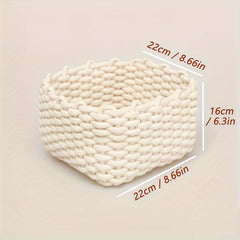 Cotton Rope Woven Storage Basket for Jewelry Makeup Masks Cosmetics