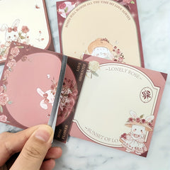 1pc 90 Sheets Rabbit Sticky Notes Pink Series Message Note Stickers