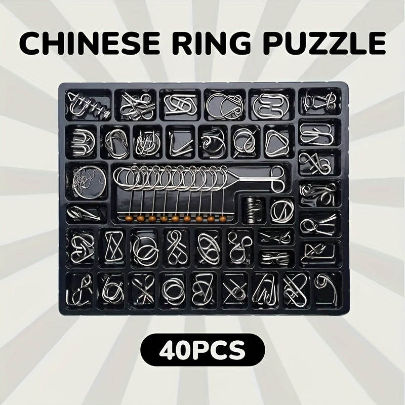 Metal Puzzle Round Brain Teaser Toy Chinese Snake IQ Test Puzzle Buckle