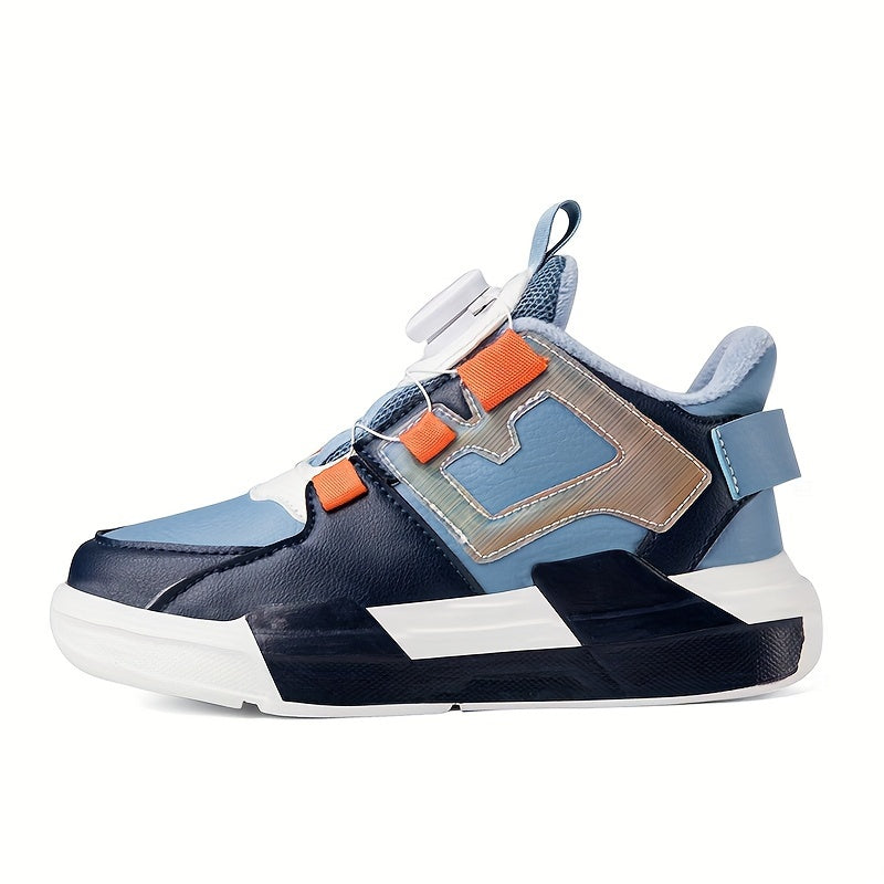 High Top Skate Shoes for Boys with Rotating Buckle Soft Sole Sneakers