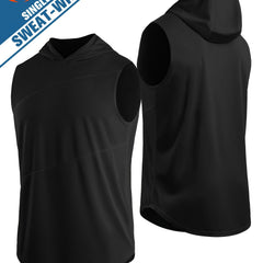 Men's Hooded Sleeveless Tank Top Quick Drying Lightweight Sports Vest