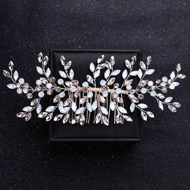 Silvery Faux Pearl Crystal Hair Comb Wedding Hair Accessories For Bride Women