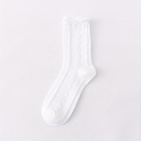 2 Pairs Girls Kids Versatile Socks Casual Crew Socks For Autumn Winter