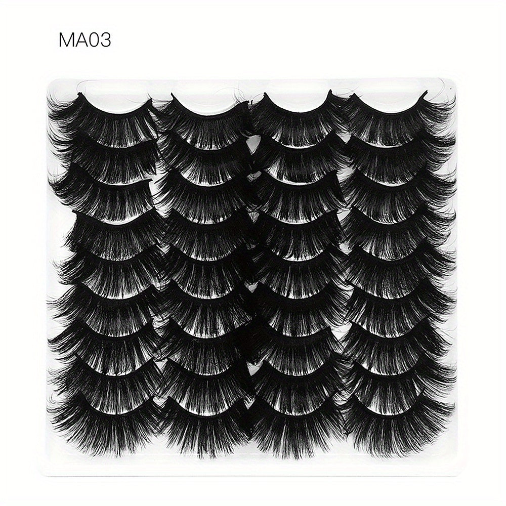 18 Pairs Fluffy False Eyelashes Natural Thick Faux Mink Hair Lashes