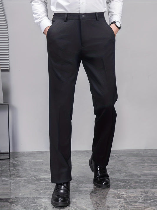 Men's Solid Stretch Dress Pants for Spring Summer Business