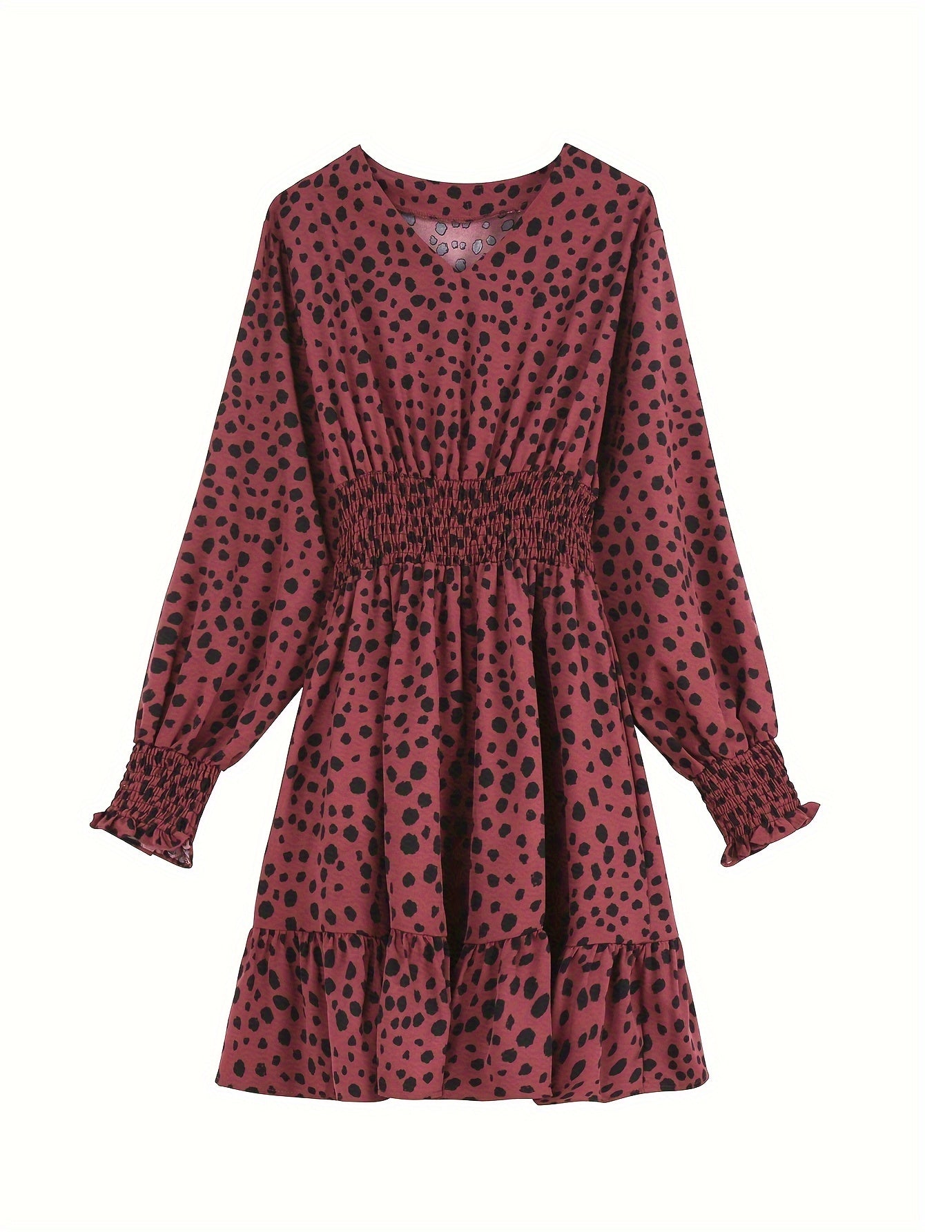 Women's Plus Dalmatian Print Lantern Sleeve Mini Dress