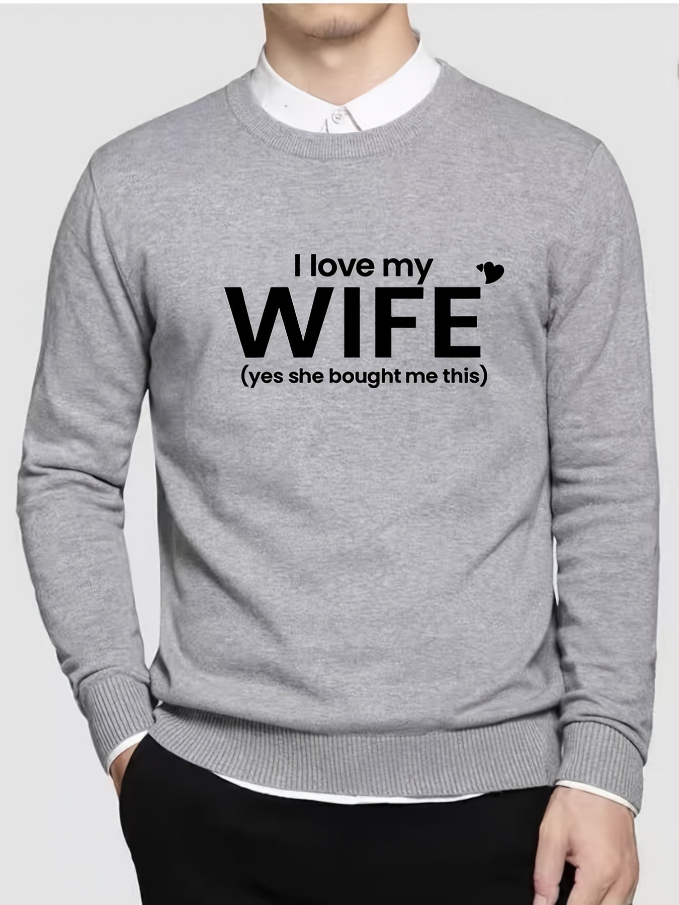 Funny I Love My Wife Pattern Men's Sweater