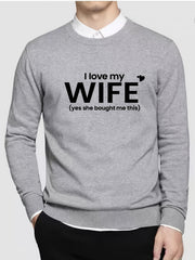 Funny I Love My Wife Pattern Men's Sweater