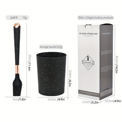10pcs Silicone Kitchenware Set With Storage Bucket
