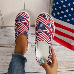 Women's Star & Striped Pattern Mule Sneakers Casual Slip On Canvas Shoes