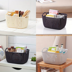 1pc Rattan Woven Basket Desktop Storage Basket Household Organizer