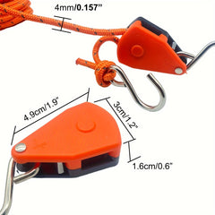 Camping Tent Tie Down Rope Tightener Fastening Pulley Ratchet Hangers