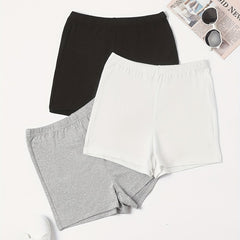 3 Pack Plus Size Basic Pajama Bottoms Set Women's Plus Solid Elastic Waist