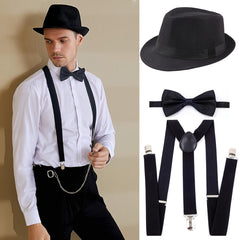 1920s Men's Dance Party Costume Set - Shirt, Pants, Bow Tie