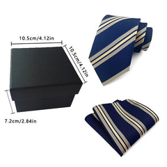Men's Business Jacquard Polyester Striped Tie Set For Suit Wedding