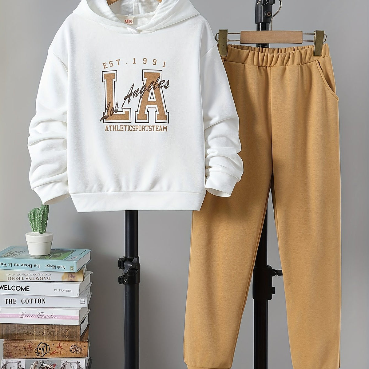 Boy's 2pcs Hoodie & Sweatpants Set LA Letter Print Long Sleeve Top