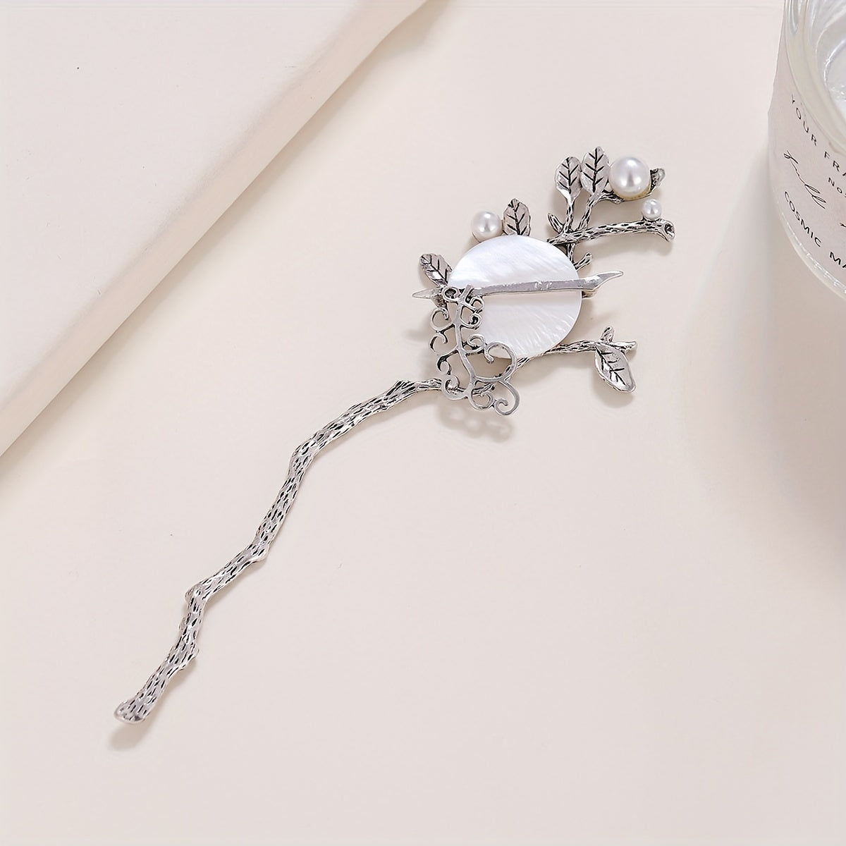 Moon Hairpin Chinese Style Faux Pearl Hair Stick Cheongsam Accessories