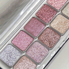 12 Sparkle Eyeshadow Palette Shimmering Colors Brown C