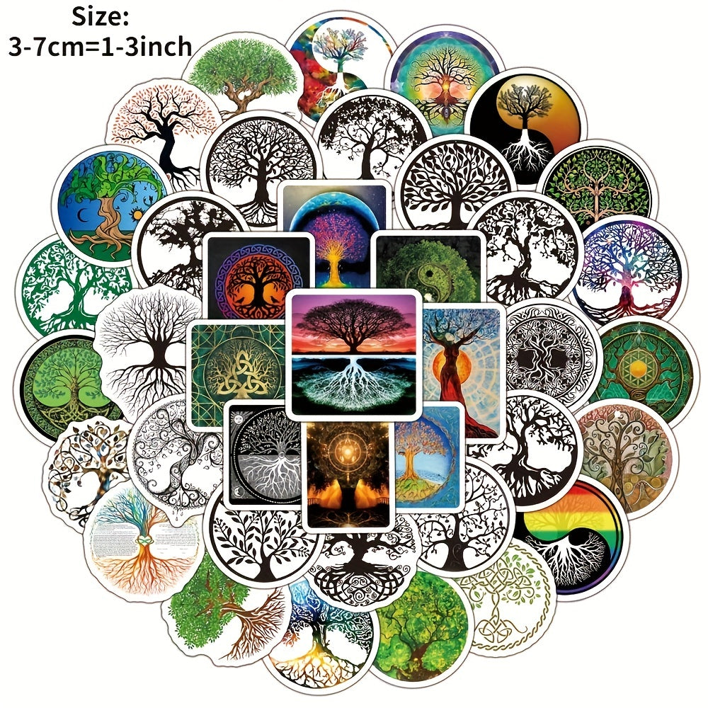 50Pcs Tree Of Life Totem Series Waterproof Graffiti Stickers DIY Creative Decor