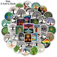 50Pcs Tree Of Life Totem Series Waterproof Graffiti Stickers DIY Creative Decor