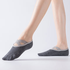 Cross Lace Yoga Socks with Non Slip Towel Bottom - Grip Enhancing
