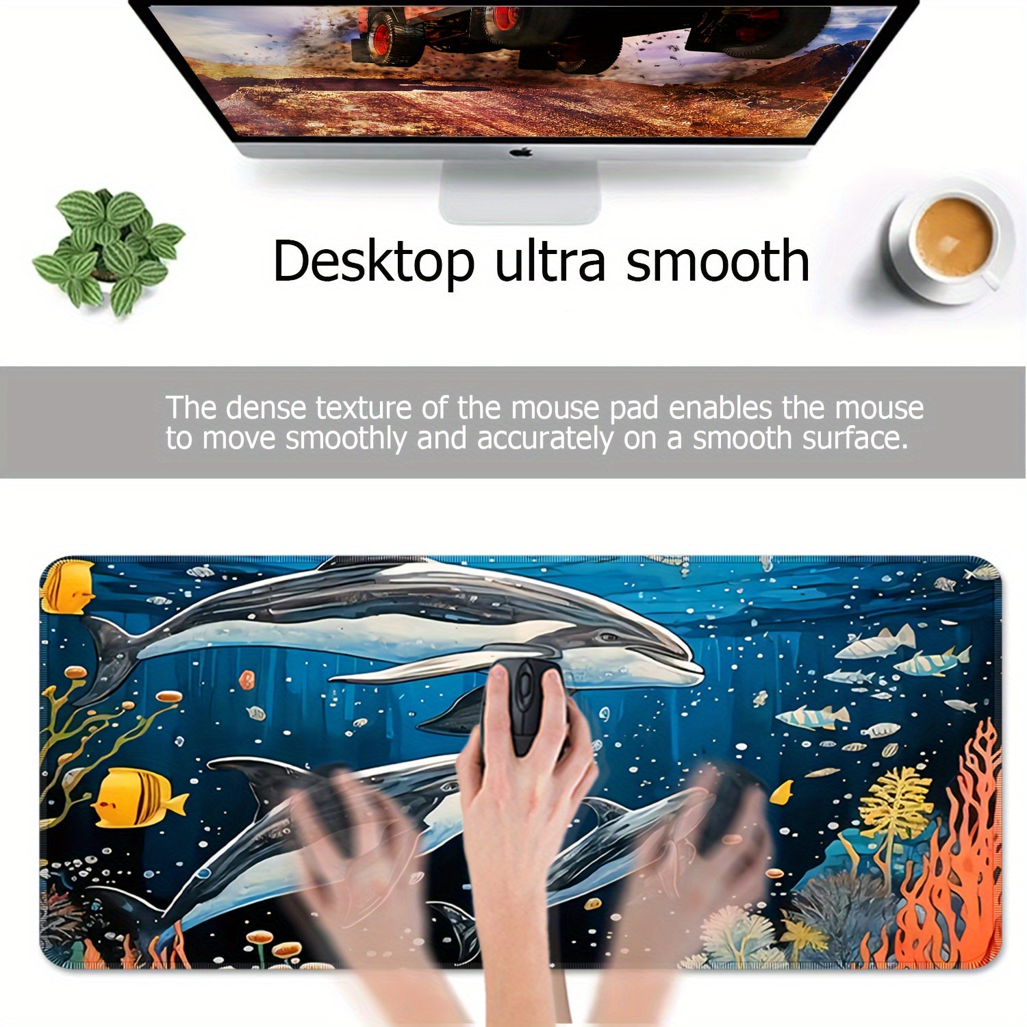 Cartoon Whale Underwater World Large Mousepad