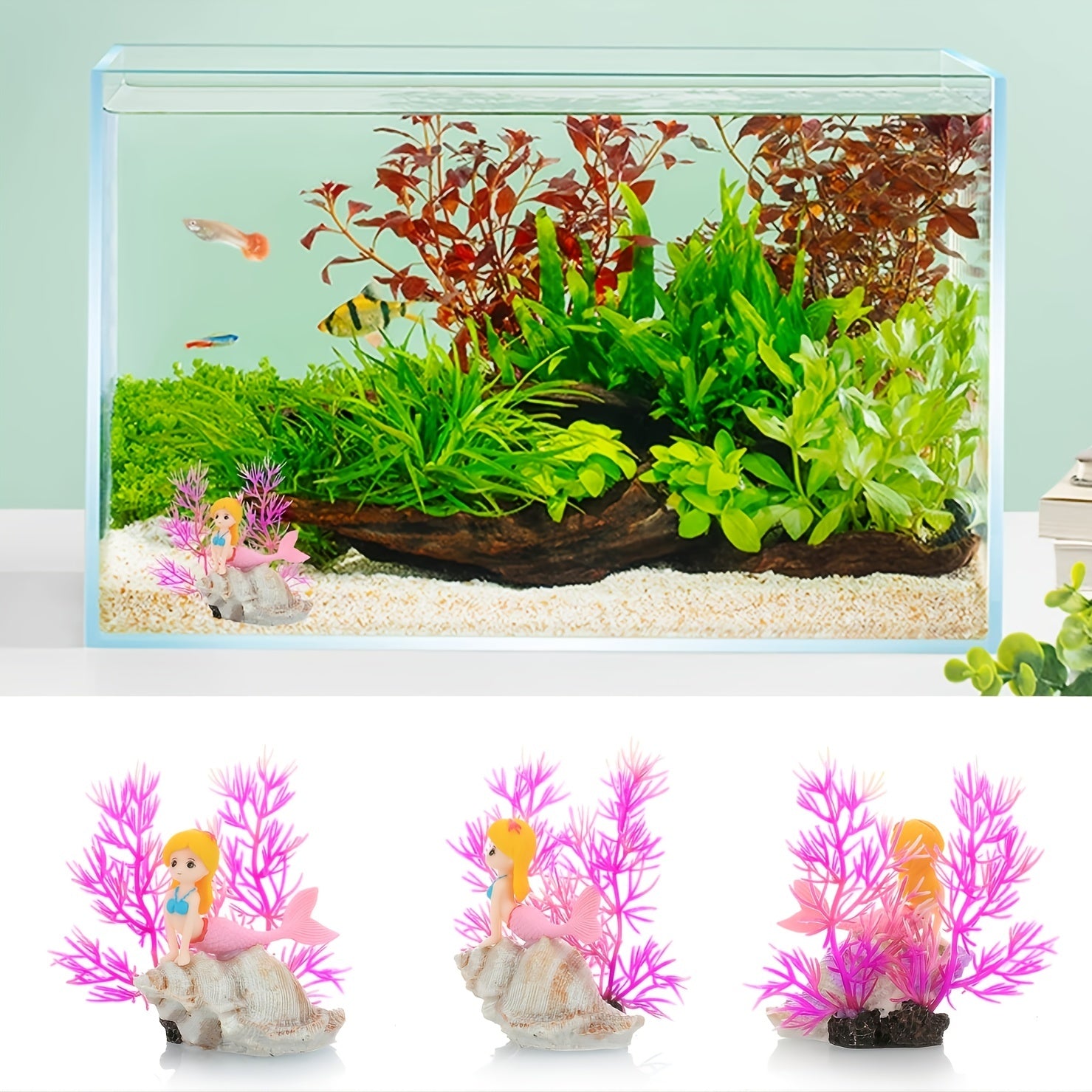 Enchanting Mermaid Coral Aquarium Ornament