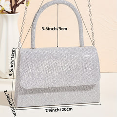 Glitter Satchel Bag Classic Handbag Chain Strap Banquet Bag