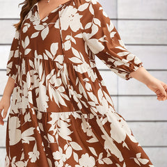 Floral Print Loose Fit Smock Mini Dress