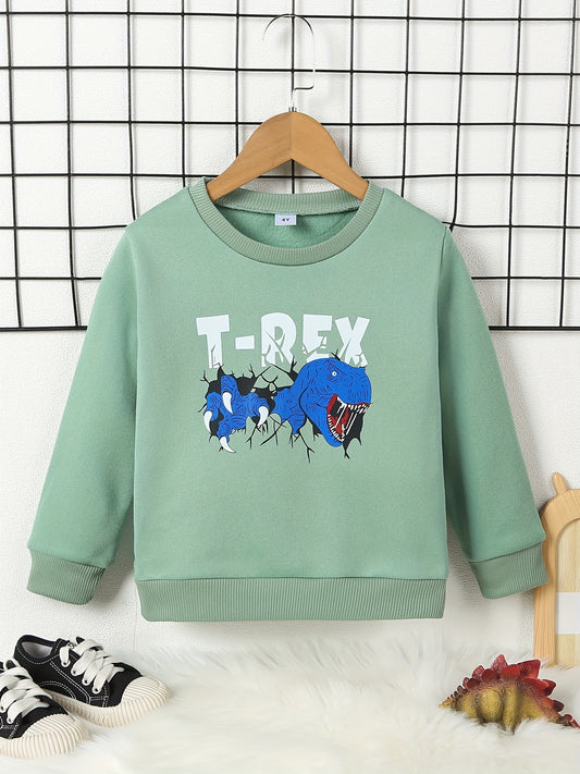 T REX Print Kid's Thermal Sweatshirt Long Sleeve Top