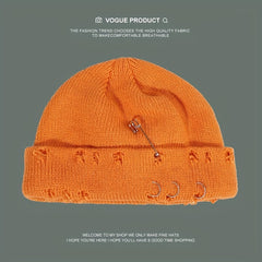 Candy Knit Hat Brooch Unisex Hip Hop Skull Hat