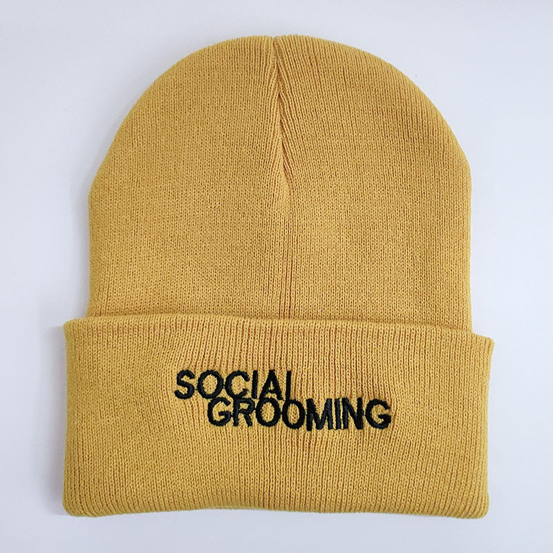 Letter Embroidered Knitted Hat Brimless Unisex Cap