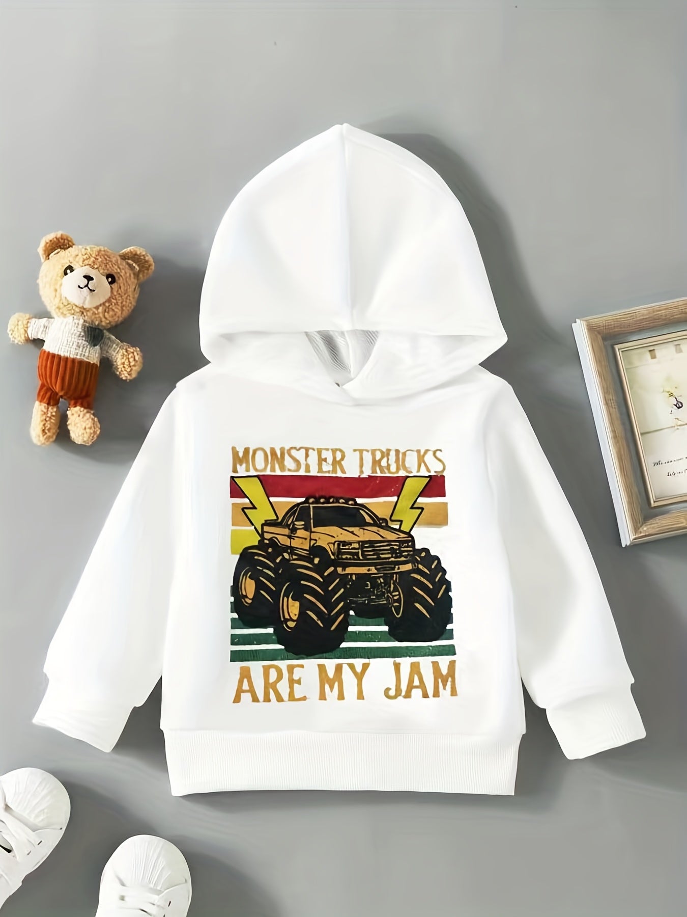 Boys' Hooded Car Print Sweater Top
