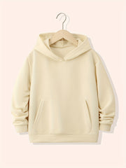 Girls Plain Hoodie Sweatshirt Daily Casual Long Sleeve Top Pullovers