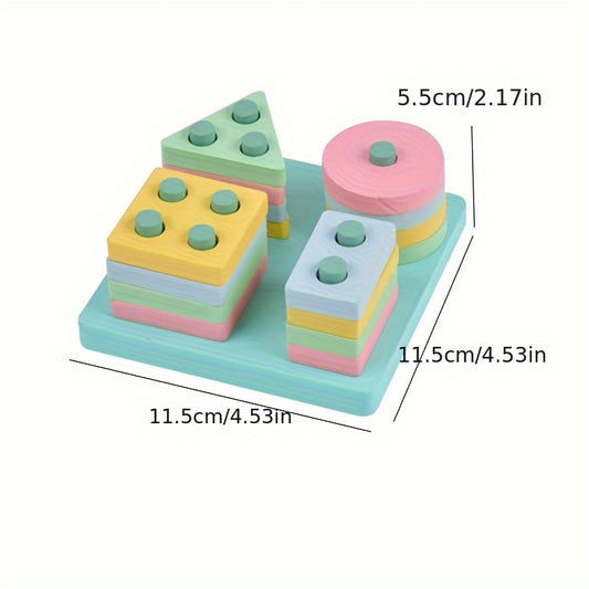 Colorful Wooden Sorting and Stacking Toys Shape Sorter Puzzle