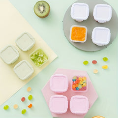 4pcs Mini Food Storage Container Leakproof Lid 60ml