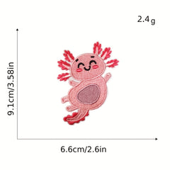 8Pcs Axolotl Iron On Patches Sew On Embroidered Applique Repair Patch DIY Crafts