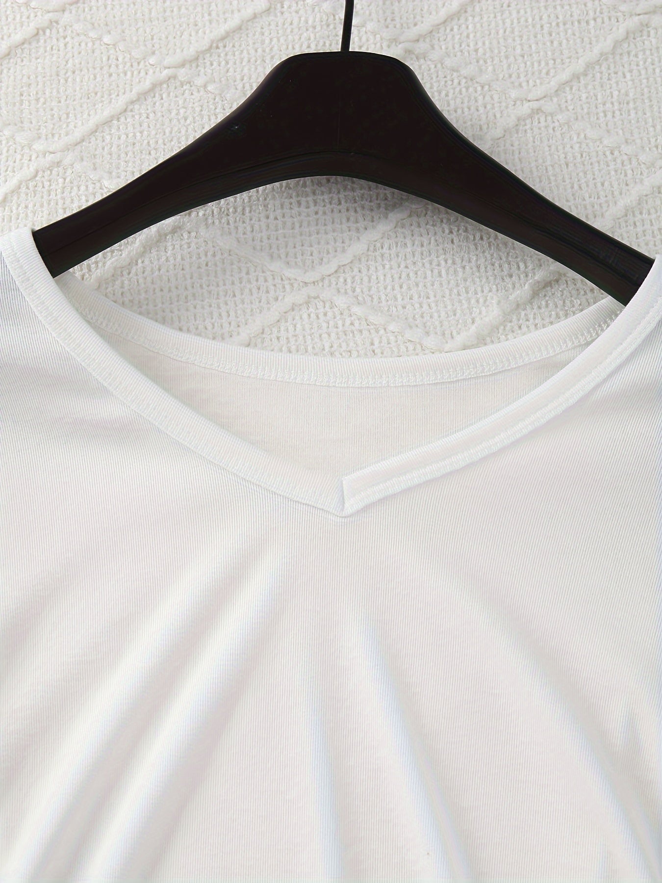Solid V Neck Long Sleeve Top Women's Loungewear