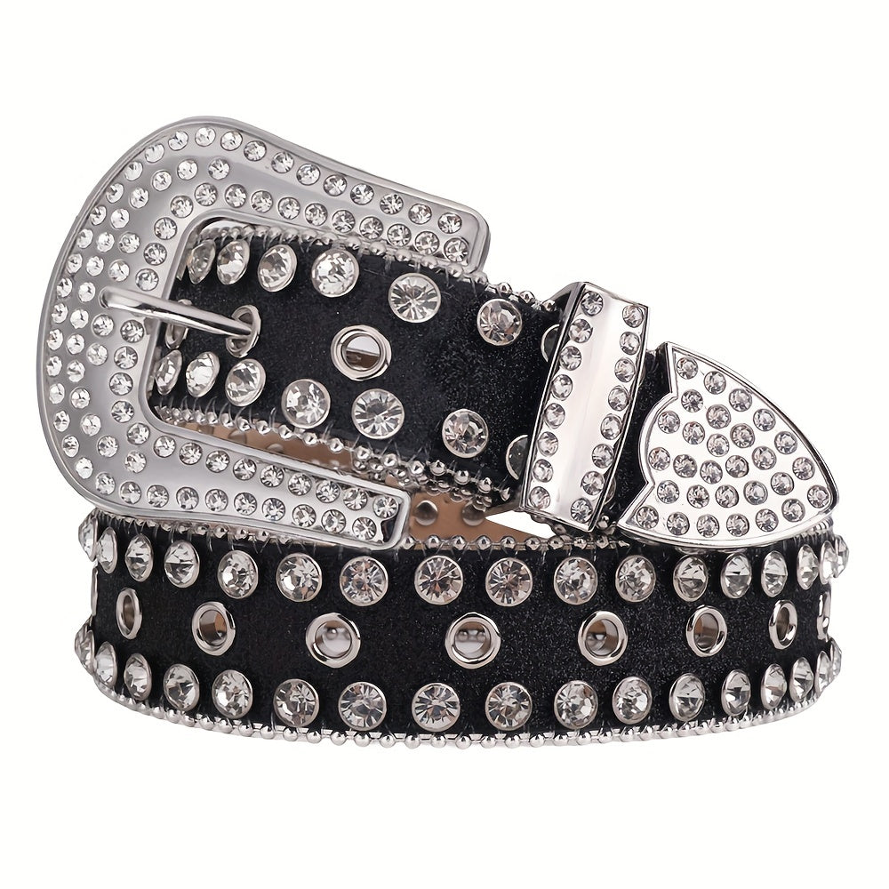 Western Rhinestone Belt Women's Punk Studded PU Leather Belts