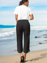  Solid High Rise Wide Leg Trousers