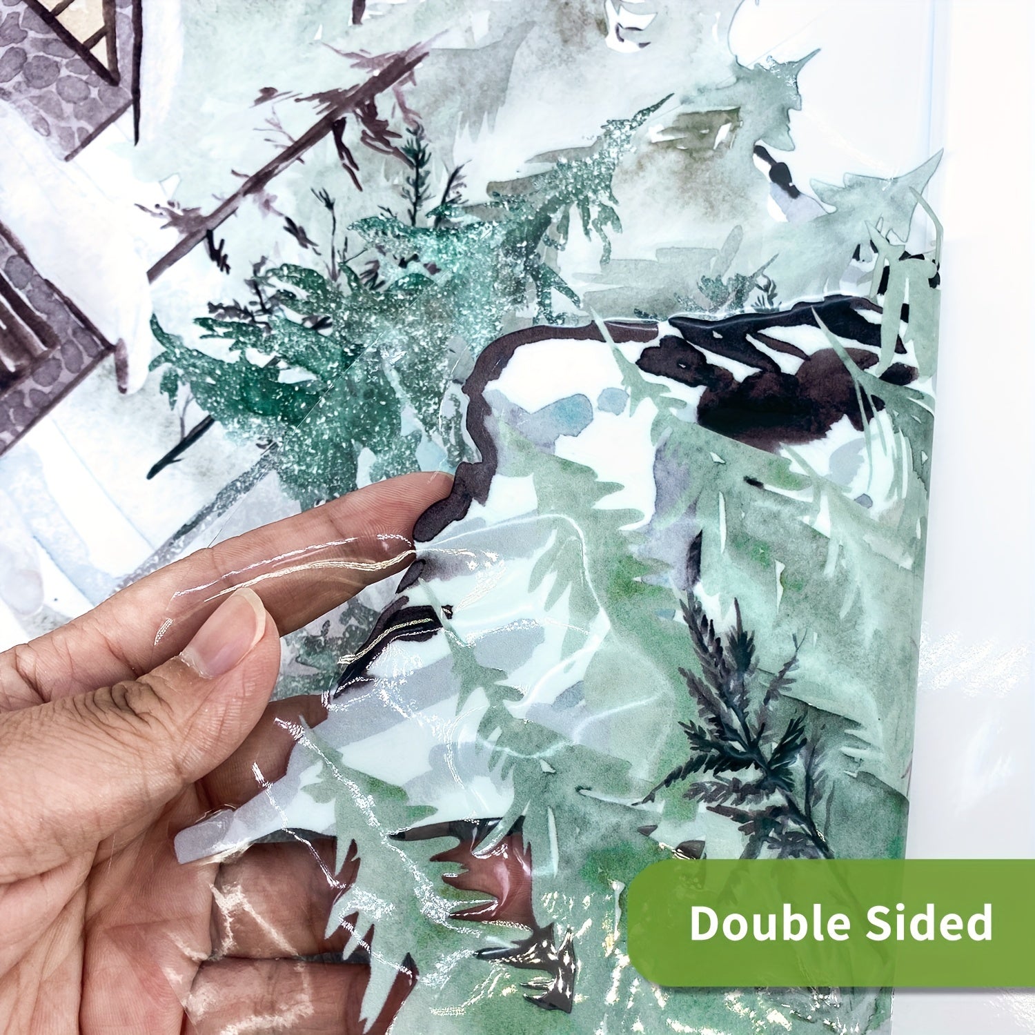 Christmas PVC Decorative Glass Film Pine Leaf Static Film