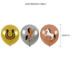 Horse Birthday Party Decoration Set with Balloons, Centerpieces & Tablecloth