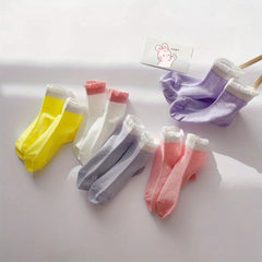 5 Pairs Girls Colorful Breathable Cotton Ankle Socks for Summer and Spring