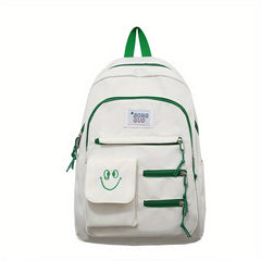 Smile Face Large Capacity Backpack Nylon Durable Lightweight School Travel Bag