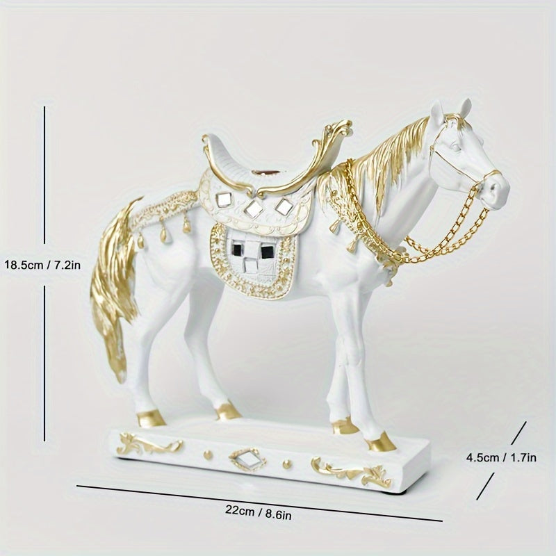 Modern Horse Figurine Decor with Detailed Saddle & Tack