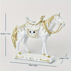 Modern Horse Figurine Decor with Detailed Saddle & Tack