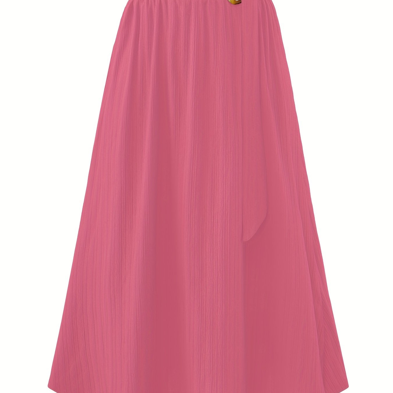 Women's Plus Solid Metal Decor Elastic Belted A line Skirt