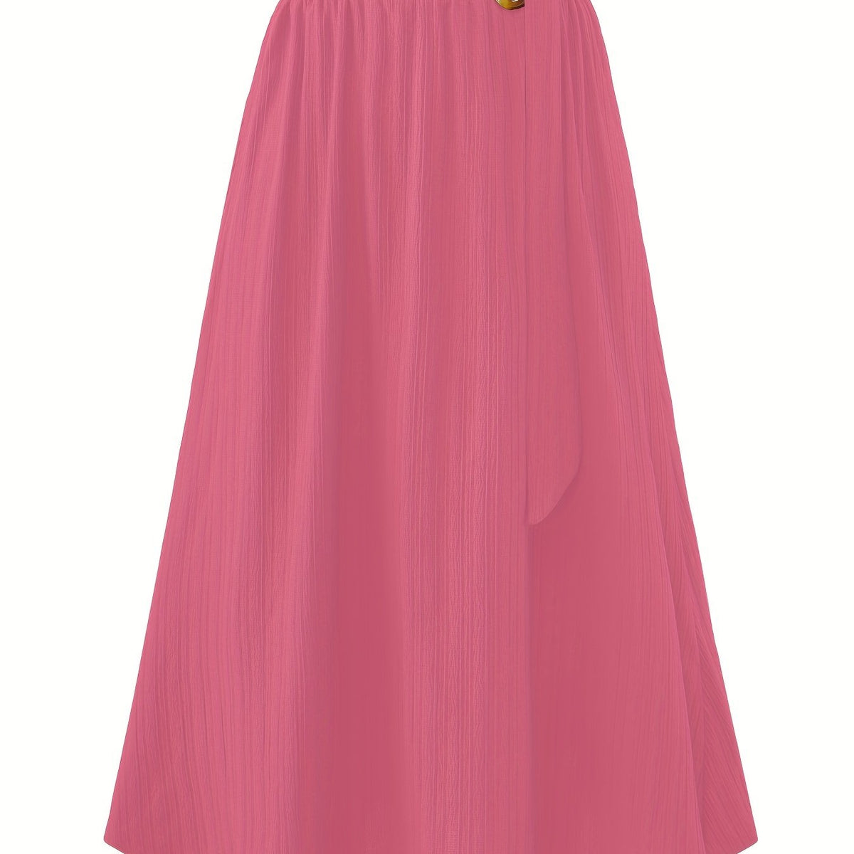 Women's Plus Solid Metal Decor Elastic Belted A line Skirt
