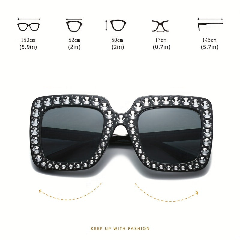 Oversized Cat Eye Sunglasses Rhinestone Gradient Lens UV400