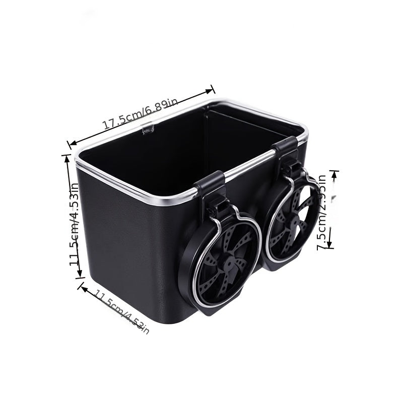 Car Mounted Storage Box Organizer with Cup Holder Armrest Shelf